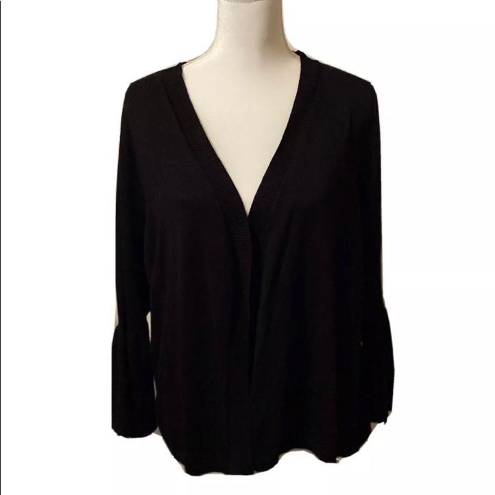 Black Open Front Bell Sleeve Cardigan Size 16-18